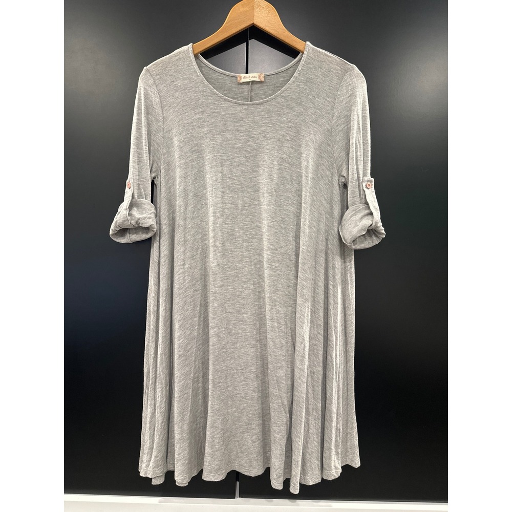 Altard State Womens Heather Gray Roll Tab‎ Sleeve Swing T-Shirt Dress Small